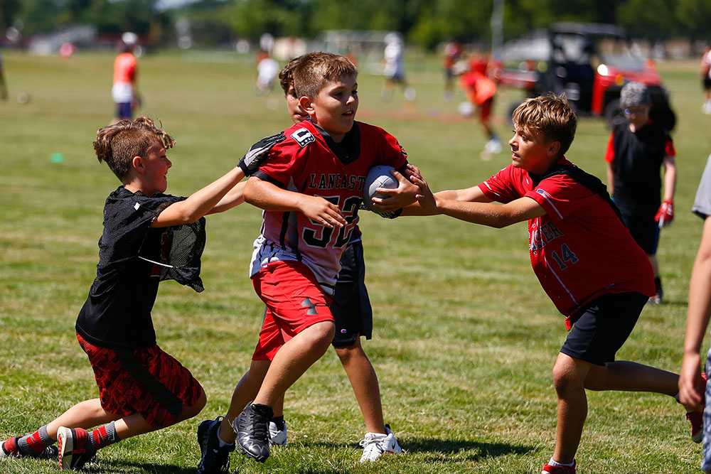 Lancaster campers playing football