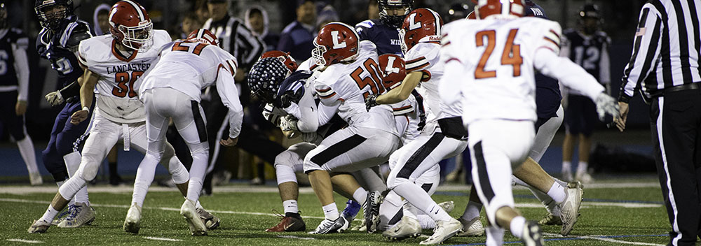 Lancaster defense making the tackle