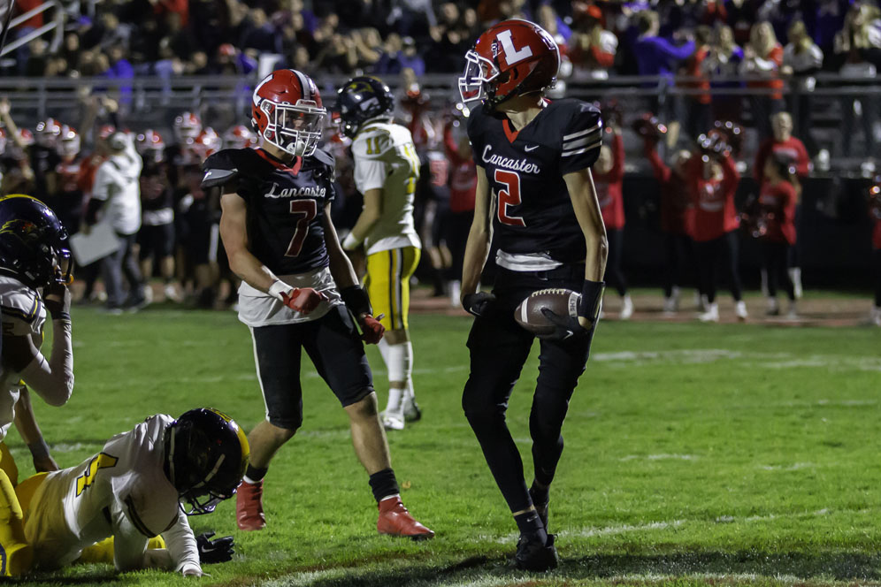 Lancaster Quarterback celebrates the TD