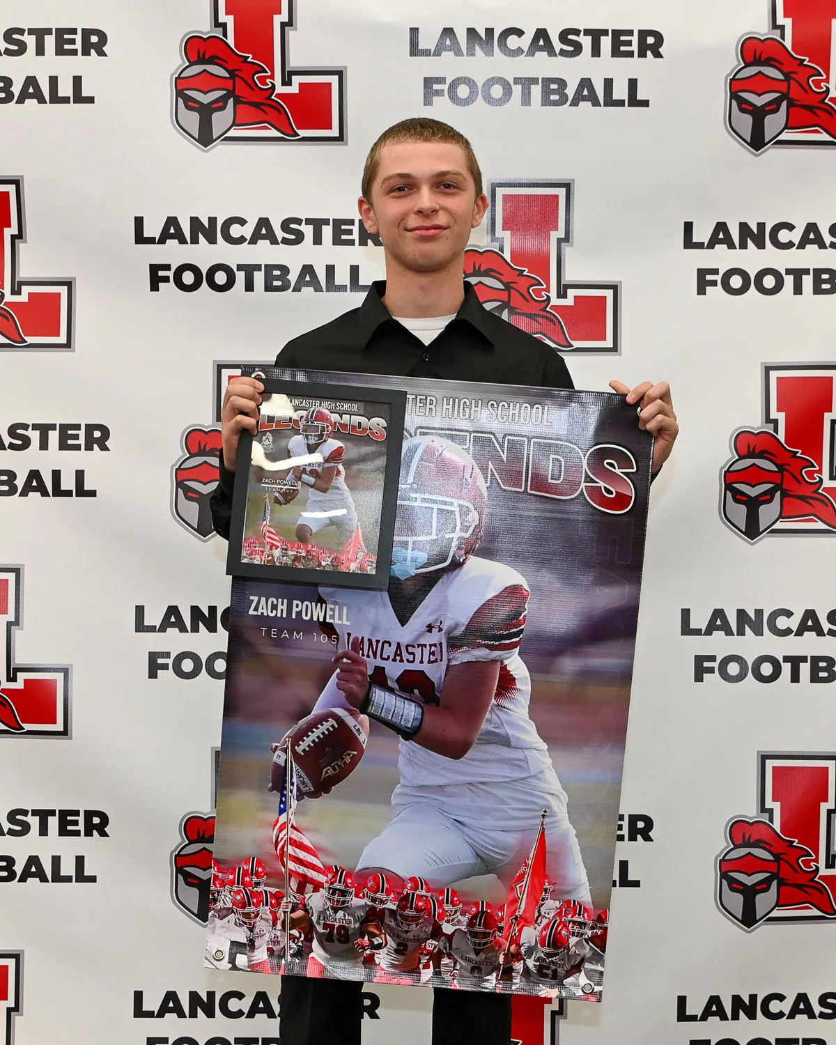 Zach Powell with his banner