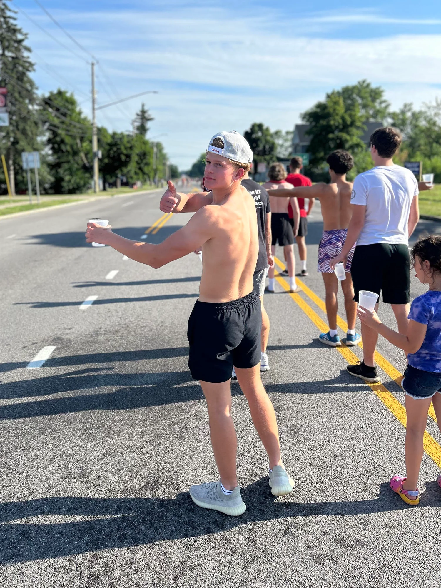 Waiting for the runners on the 4th of July