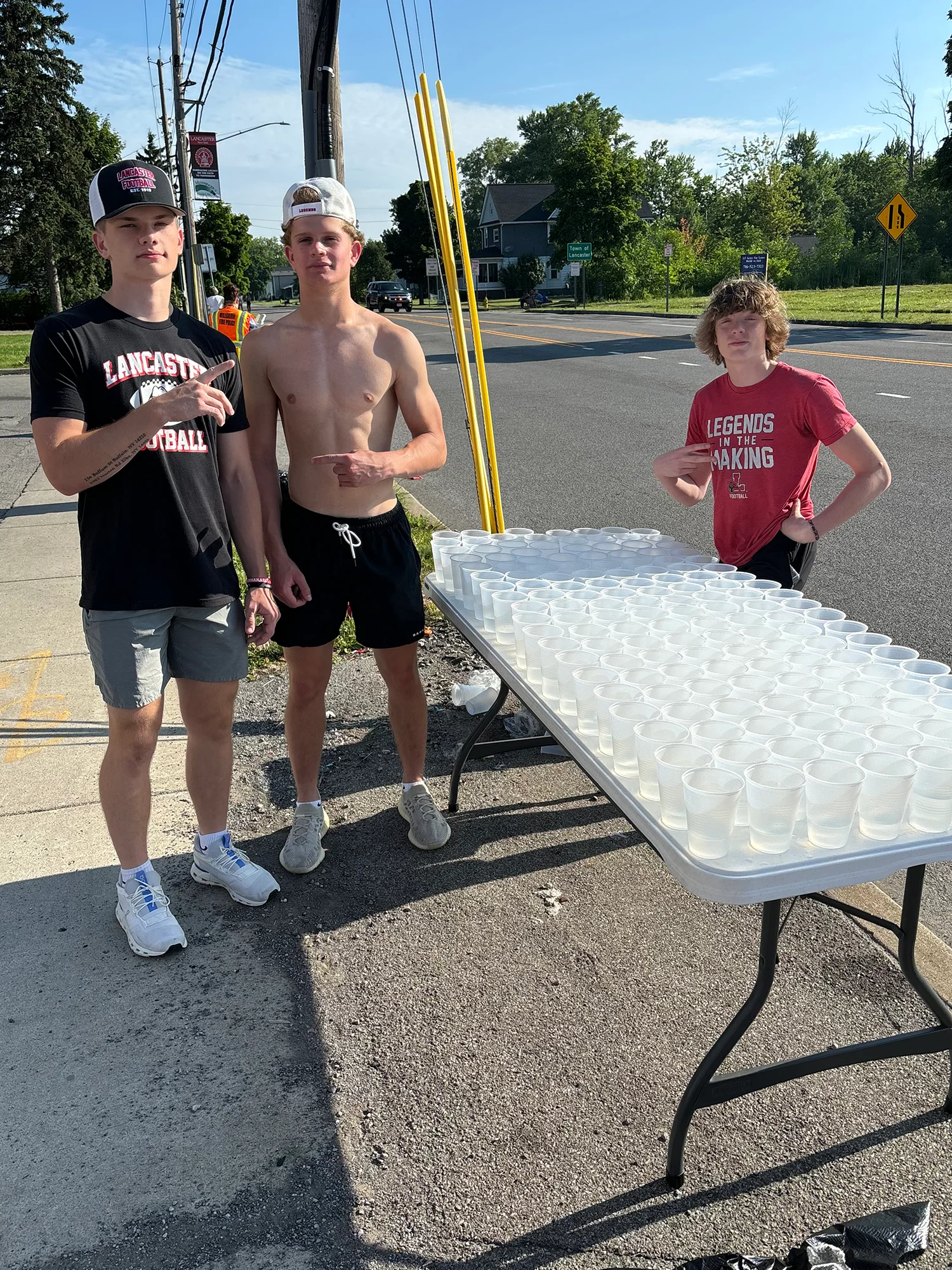 Water is set on the table for the runners