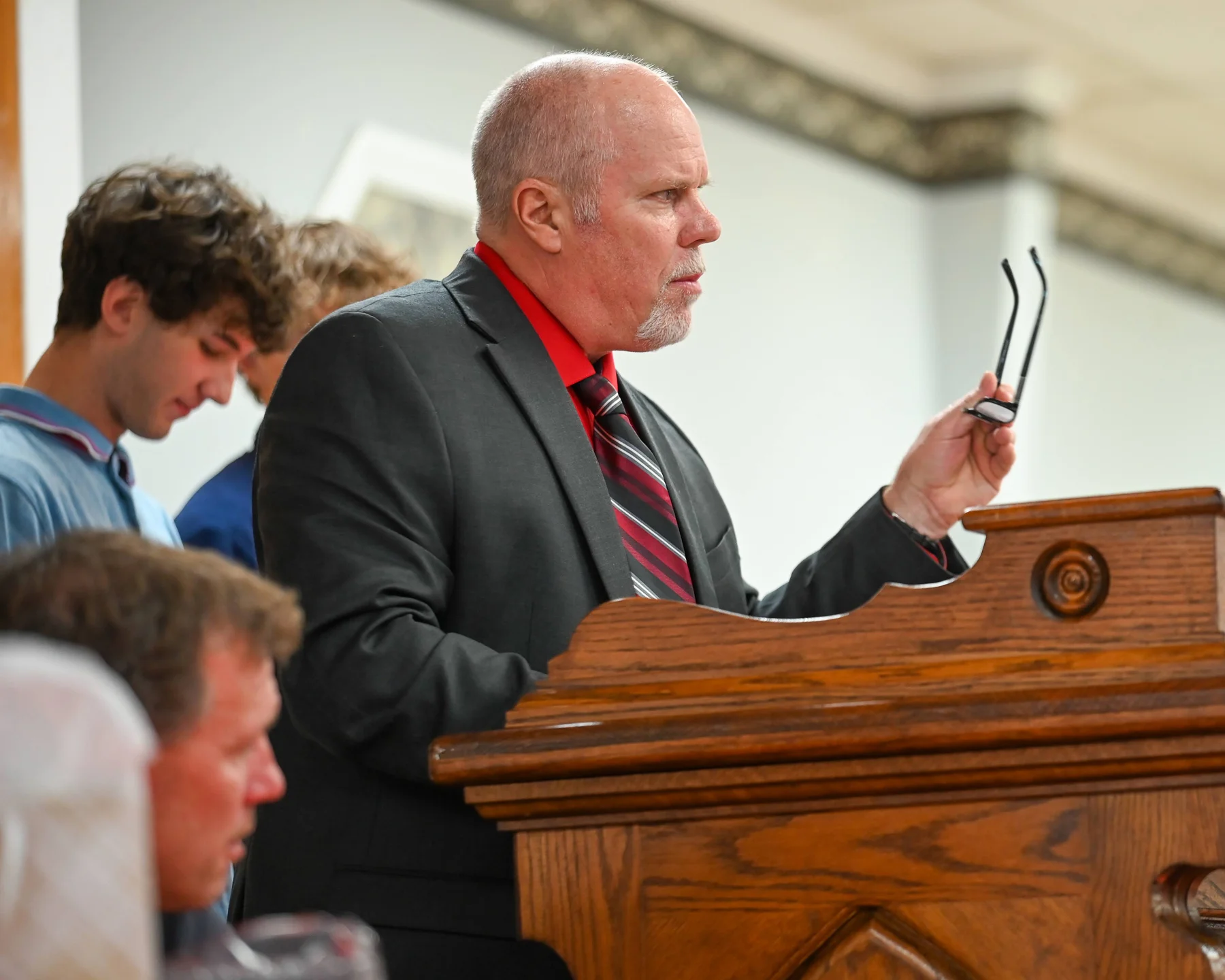 Coach Cauley speaking at the Banquet
