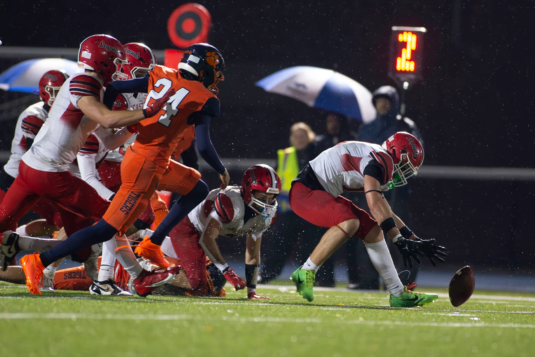 Lancaster with the fumble recovery