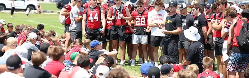Coach Symanski talking to the campers