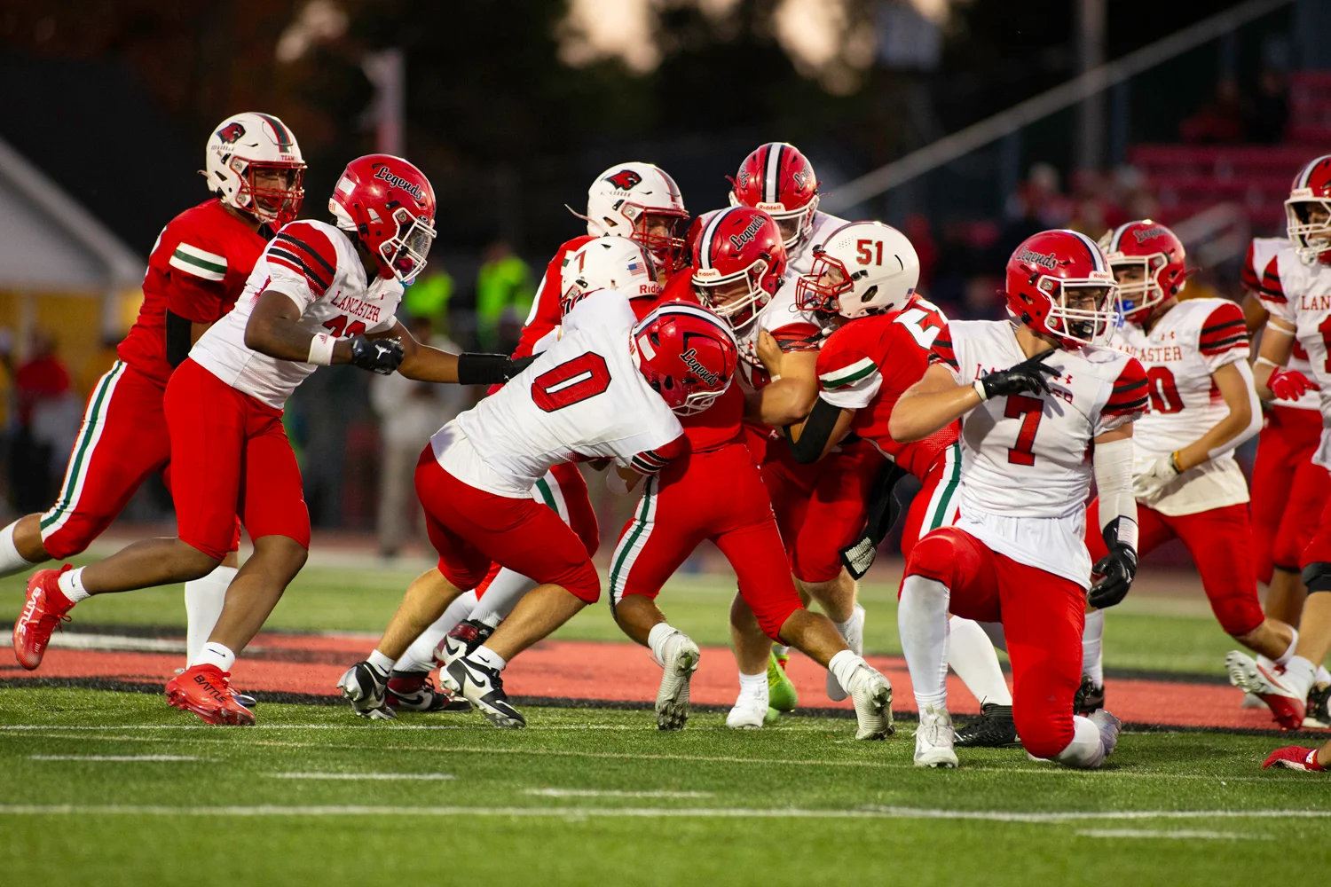 Lancaster Legends making the tackle