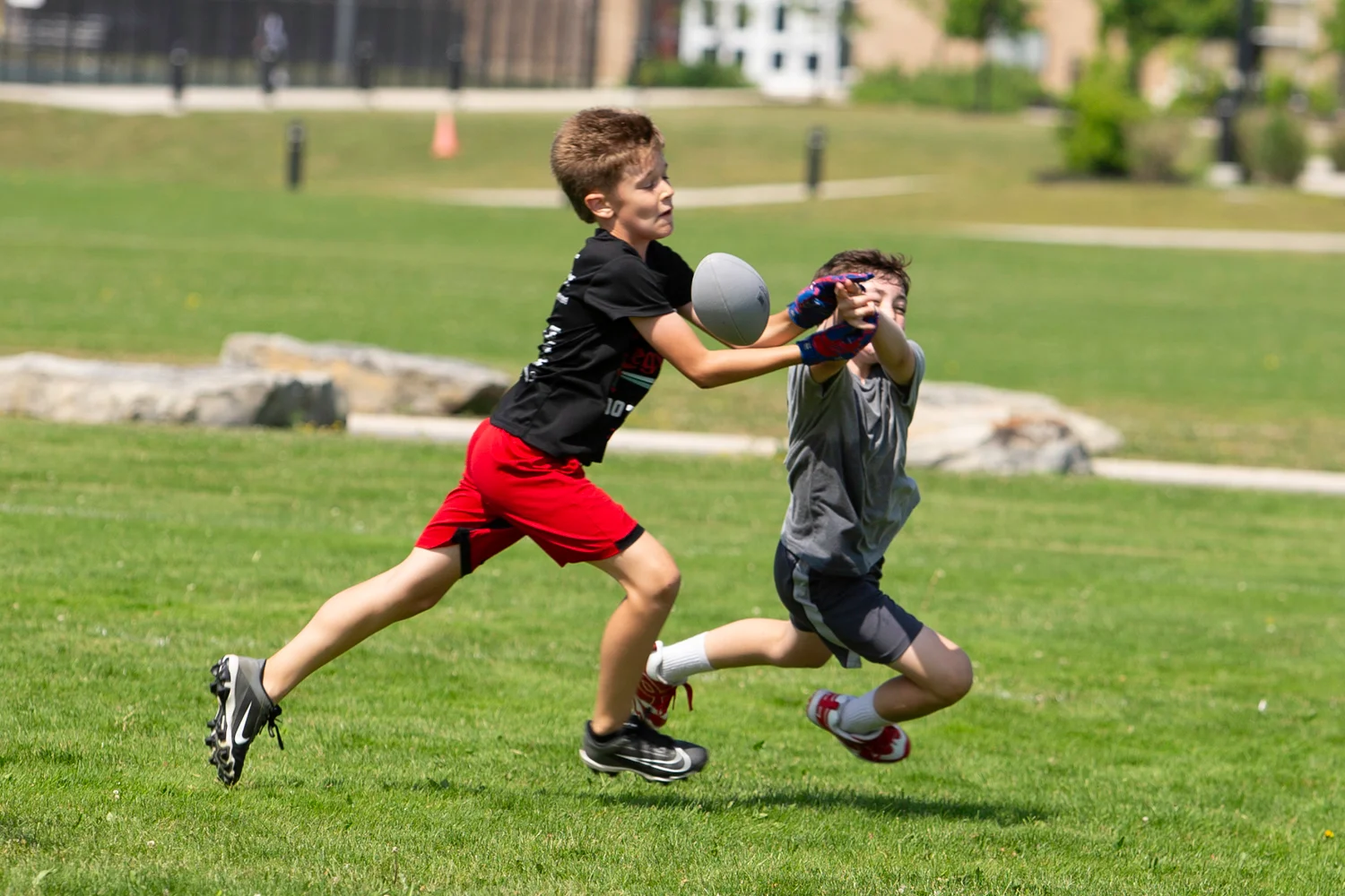 Campers going for the ball at the Lancaster Football Camp 2026