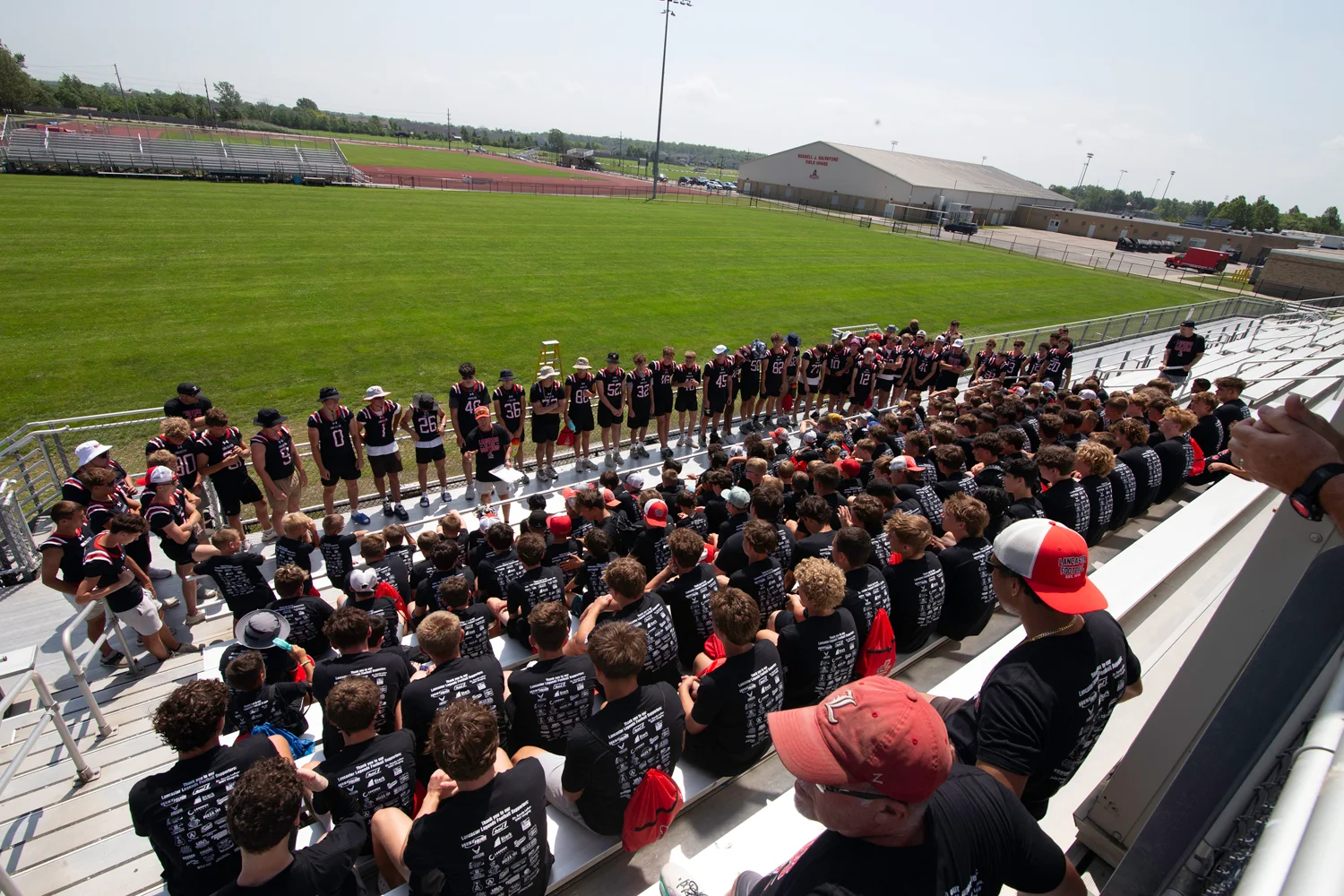 Campers and Players in the stands at Foyle Kling Field at the Lancaster Football Camp 2026