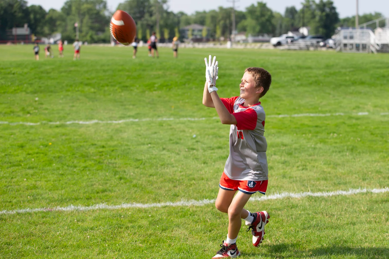 About to catch the ball at the Lancaster Football Camp 2026