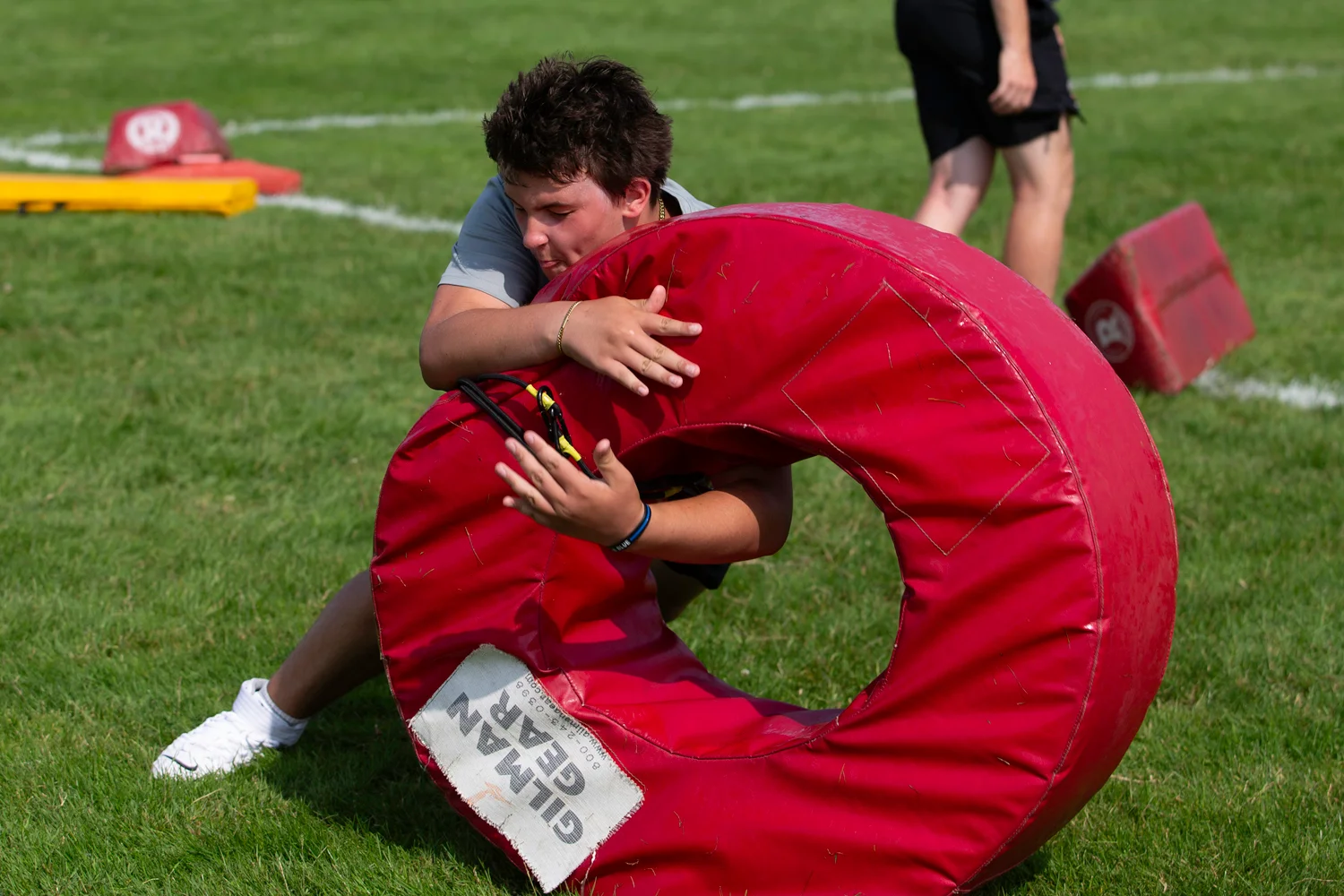 Making the tackle at the Lancaster Football Camp 2026