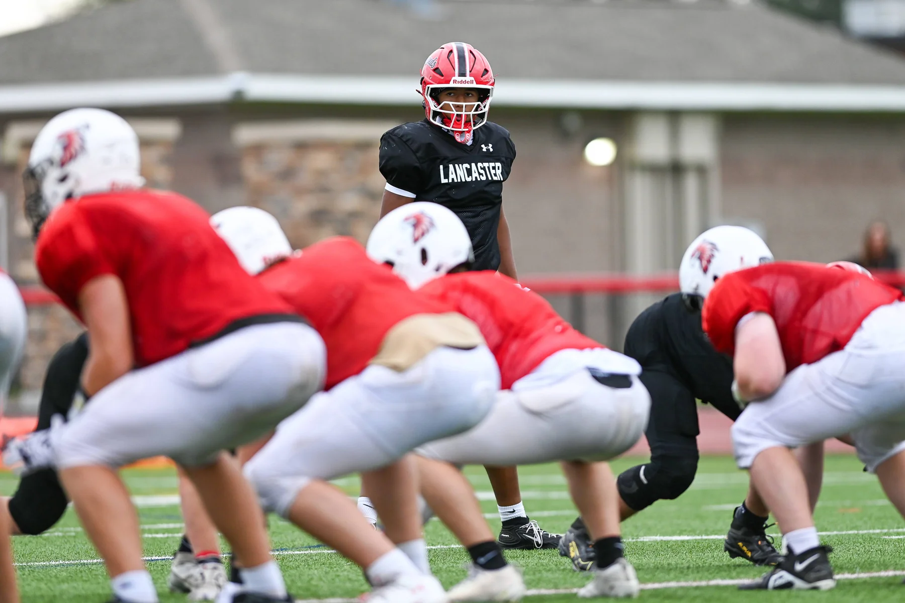 LB looking over the Offense at the Lancaster Football Scrimmage 2026