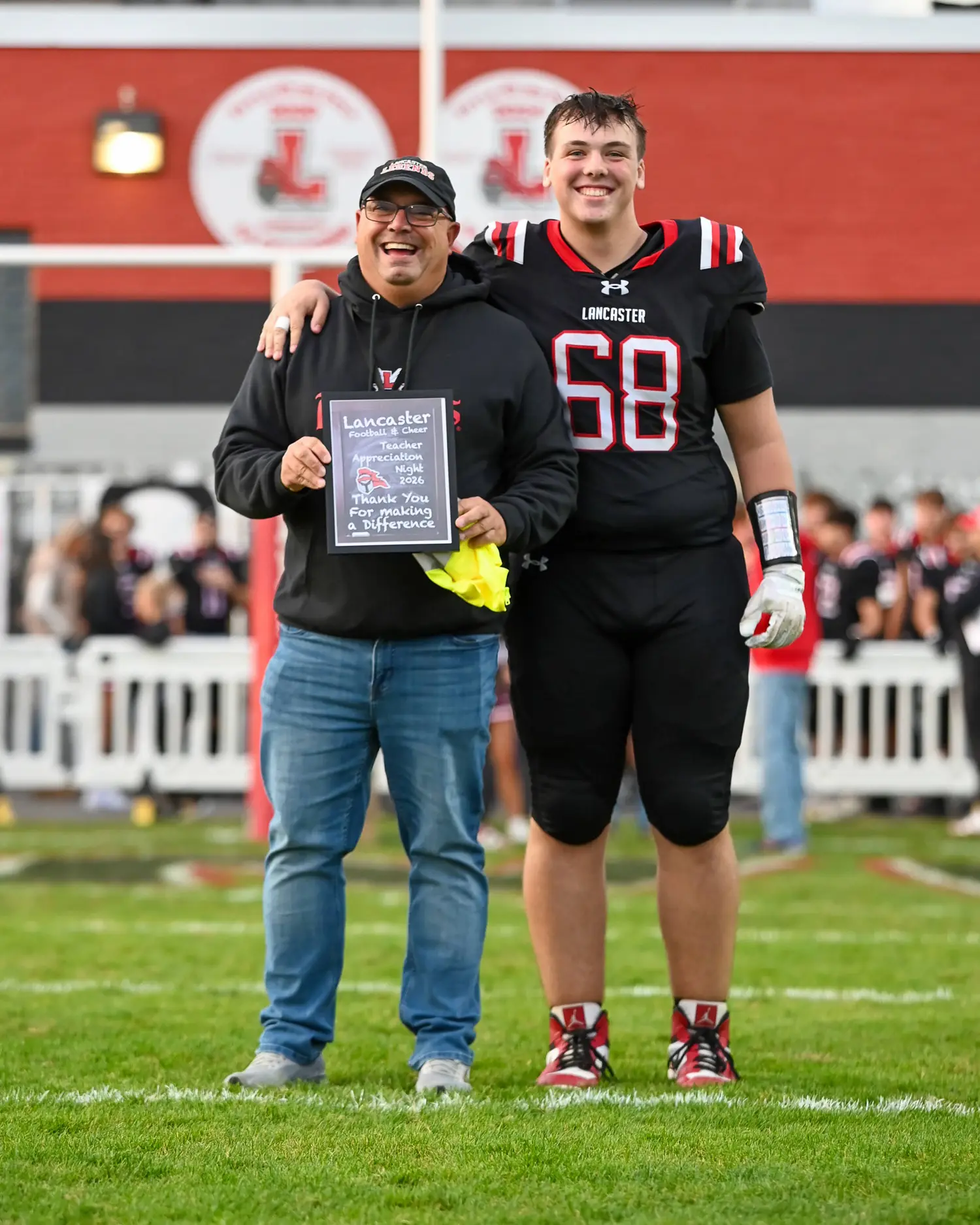Johnathon Blaszak and teacher on Teacher Appreciation Night
